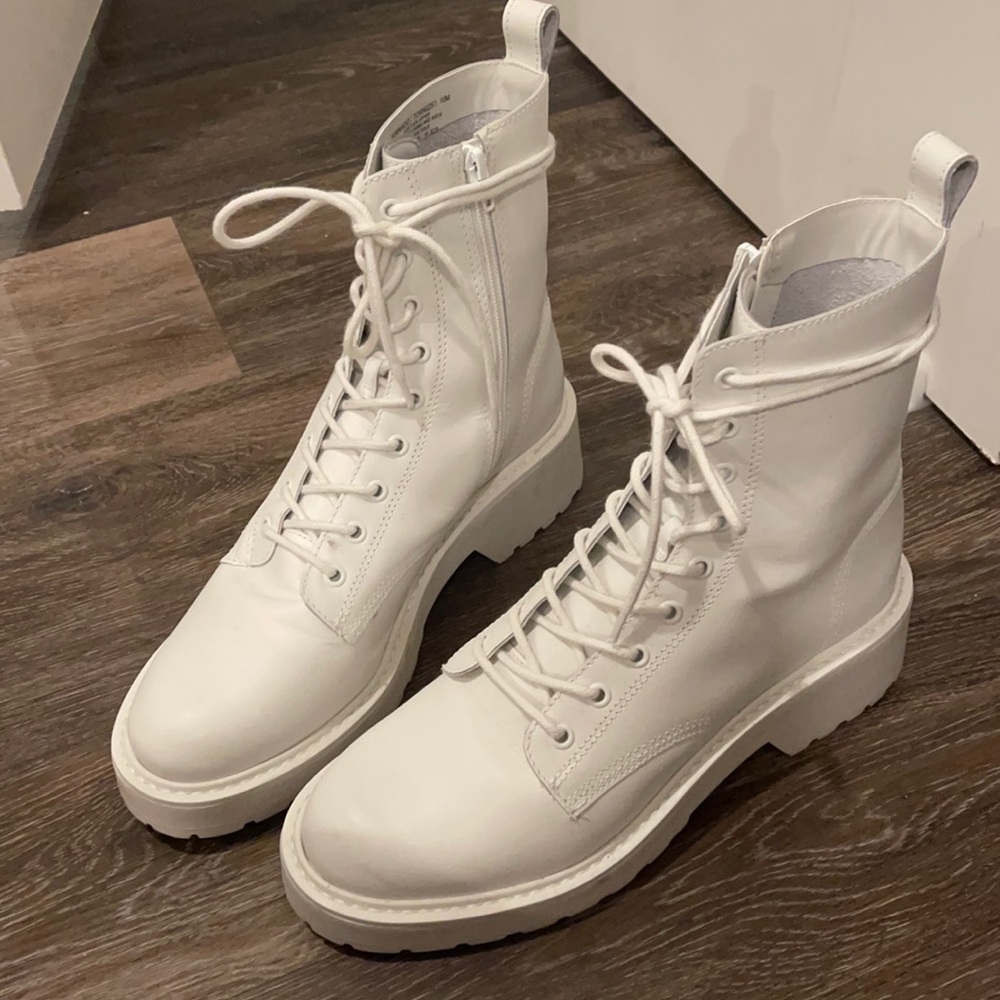 Like-New White Combat Boots from Steve Madden